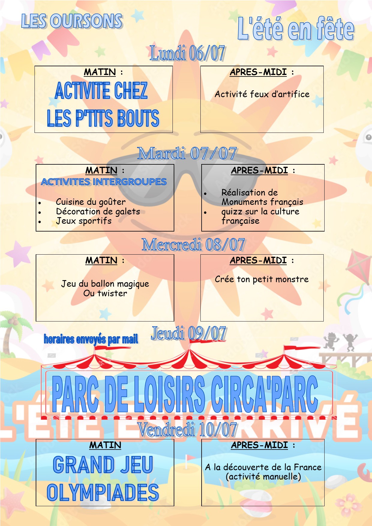 VACANCES ETE 2026 oursons